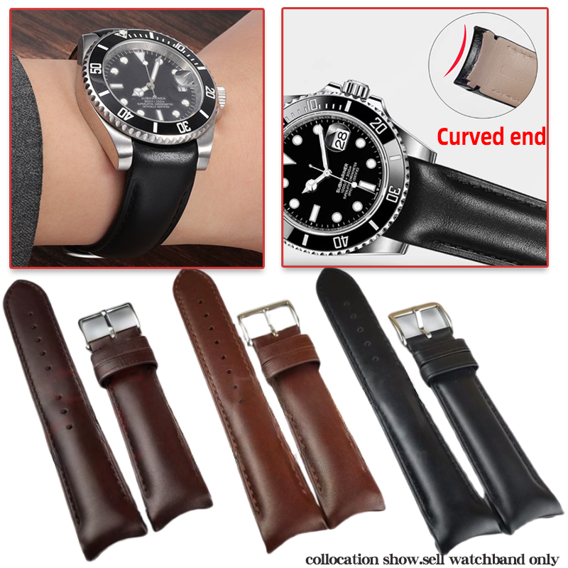 Citizen Watch Tsuyosa - สายนาฬิกาหนังโค้ง 20 มม. สำหรับทุกยี่ห้อ หนังวัวแท้ สายนาฬิกาผู้ชาย