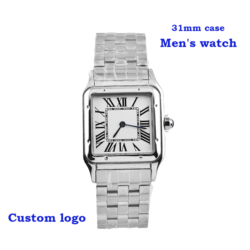 Cartier Watch Tank - นาฬิกาข้อมือผู้ชายรุ่นใหม่ VJ20 คุณภาพสูง ตัวเรือนสแตนเลสทรงสี่เหลี่ยม นาฬิกาพร้อมโลโก้ที่ปรับแต่งได้ นาฬิกาพร้อมกลไก