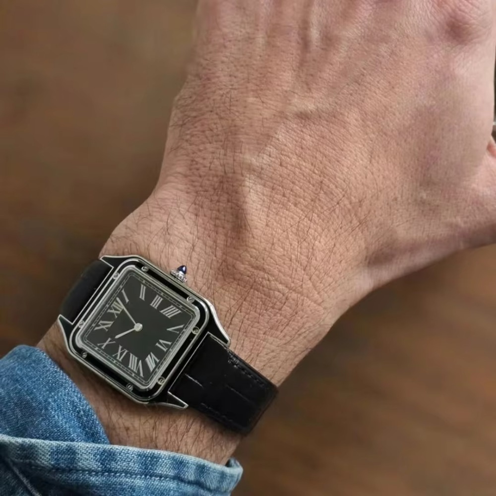 สายนาฬิกาหนังวัวลายจระเข้ ขนาด - Cartier Watch Santos บทวิจารณ์และราคา