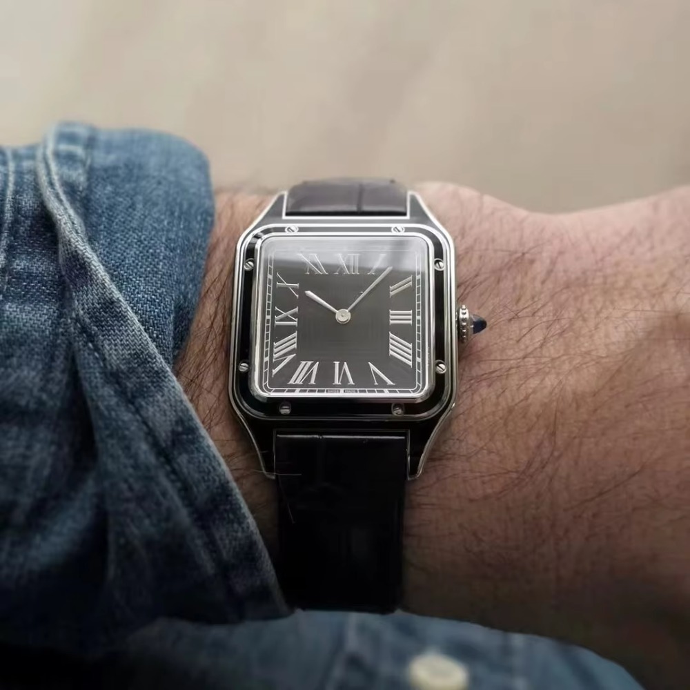 สายนาฬิกาหนังวัวลายจระเข้ ขนาด - Cartier Watch Santos บทวิจารณ์และราคา