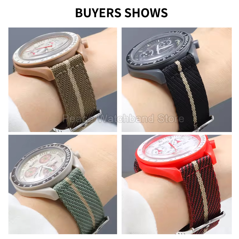 20 22 มม.สีกากีสีฟ้าสีแดงสร้อย - Nato Strap Nylon บทวิจารณ์และราคา